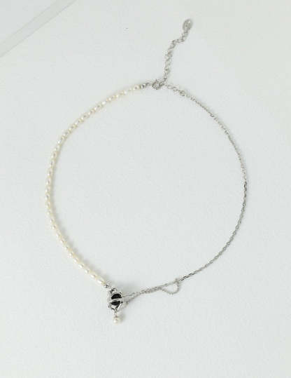 Sterling Silver and Black Gemstone Necklace | Mix Mix Style [Hot Seller]-Mix MIx Style