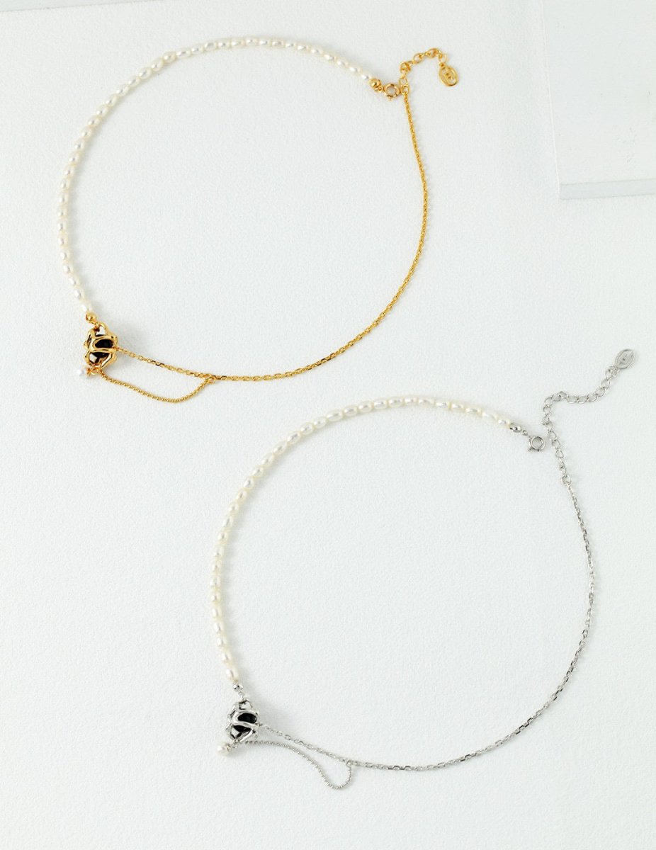 Sterling Silver and Black Gemstone Necklace | Mix Mix Style [Hot Seller]-Mix MIx Style