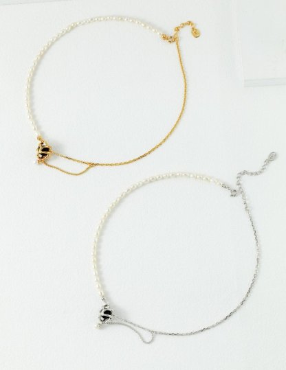 Sterling Silver and Black Gemstone Necklace | Mix Mix Style [Hot Seller]-Mix MIx Style