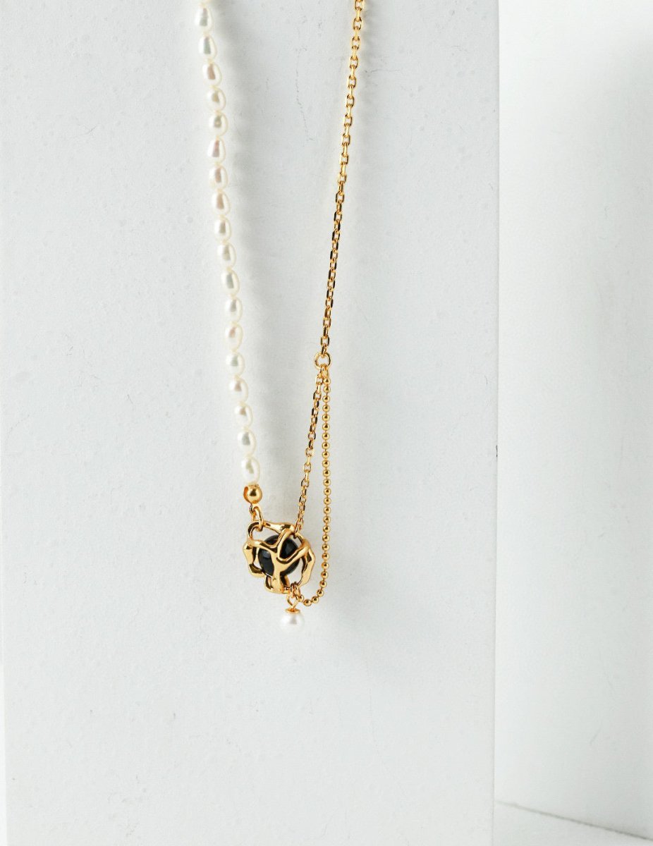 Sterling Silver and Black Gemstone Necklace | Mix Mix Style [Hot Seller]-Mix MIx Style