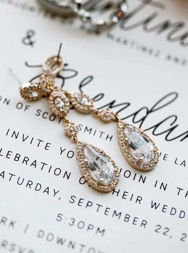 Moissanite Long Drop 18k White Gold Earrings | Mix Mix Style [Hot Seller]-Mix MIx Style