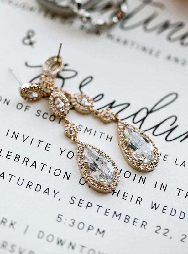 Moissanite Long Drop 18k White Gold Earrings | Mix Mix Style [Hot Seller]-Mix MIx Style