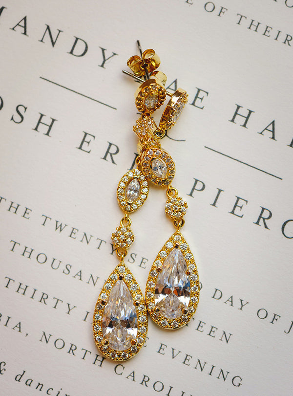 Moissanite Long Drop 18k White Gold Earrings | Mix Mix Style [Hot Seller]-Mix MIx Style