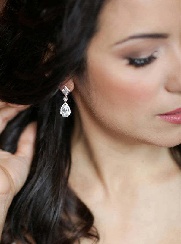 Princess Cut Moissanite 18K White Gold Earrings | Mix Mix Style [Hot Seller]-Mix MIx Style