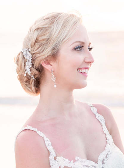 Vintage Pearl Long Drop Moissanite 18K White Gold Earrings | Mix Mix Style [Hot Seller]-Mix MIx Style