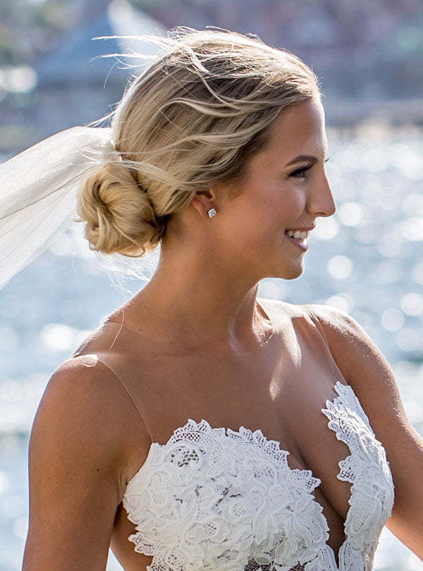 Round Moissanite Diamonds Stud 18K White Gold Earrings | Mix Mix Style [Hot Seller]-Mix MIx Style