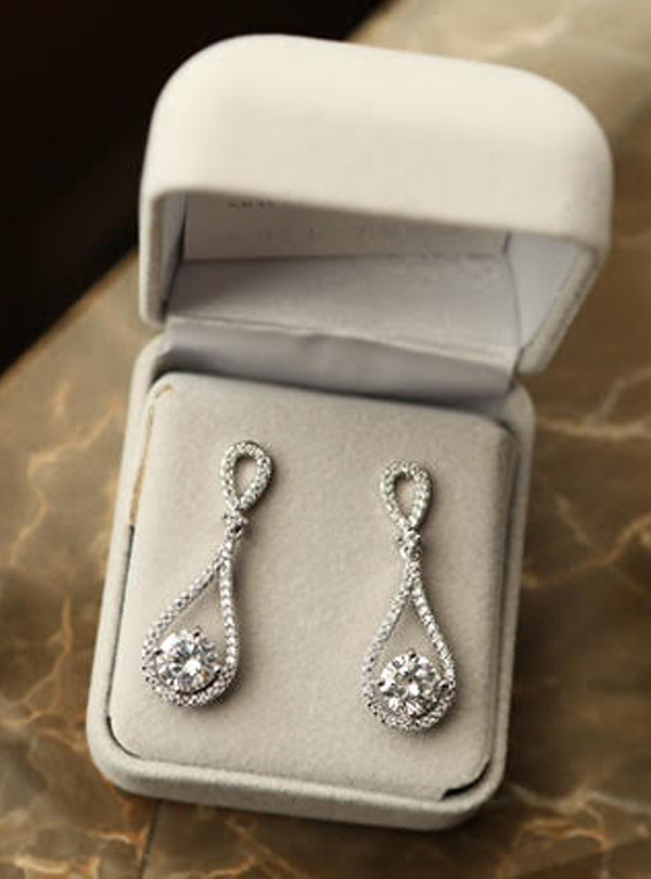 Classic Drop Moissanite Diamonds 18K White Gold Earrings | Mix Mix Style [Hot Seller]-Mix MIx Style