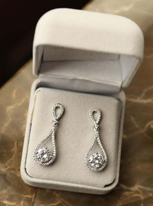 Classic Drop Moissanite Diamonds 18K White Gold Earrings | Mix Mix Style [Hot Seller]-Mix MIx Style