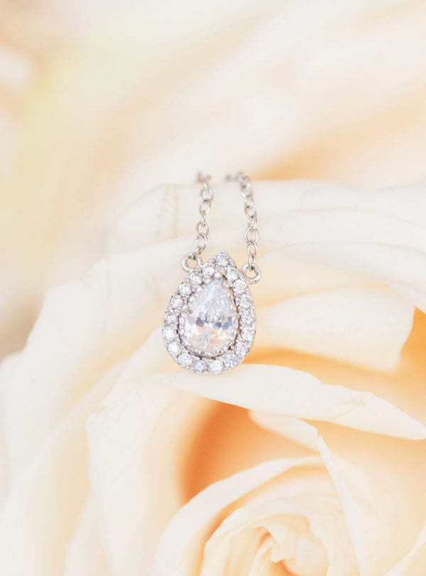 Margaux Teardrop 18K White Gold Necklace | Mix Mix Style [Hot Seller]-Mix MIx Style