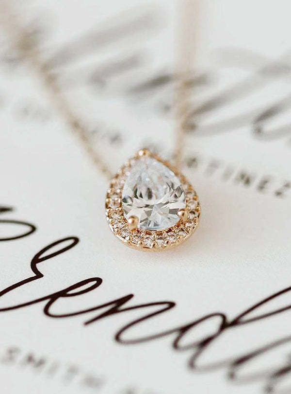 Teardrop 18K White Gold Necklace | Mix Mix Style [Hot Seller]-Mix MIx Style