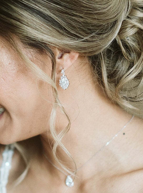 Teardrop Moissanite 18K White Gold Earrings | Mix Mix Style [Hot Seller]-Mix MIx Style