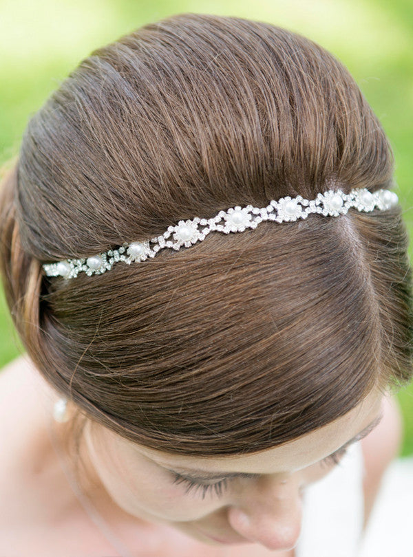 Pearl & Crystal 18K White Gold Headband | Mix Mix Style [Hot Seller]-Mix MIx Style