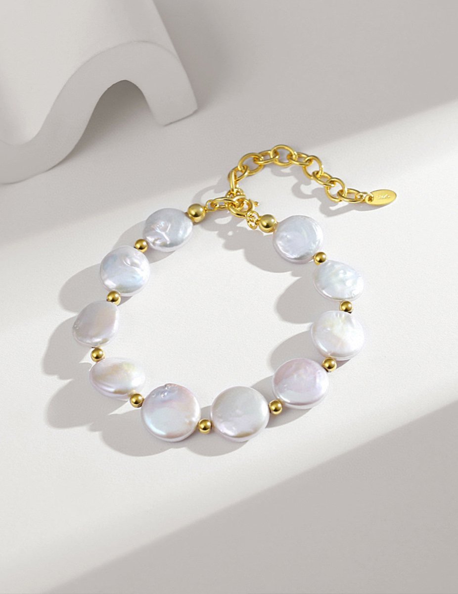 Vintage Akoya Irregular Pearl Button Bracelet | Mix Mix Style-Mix MIx Style