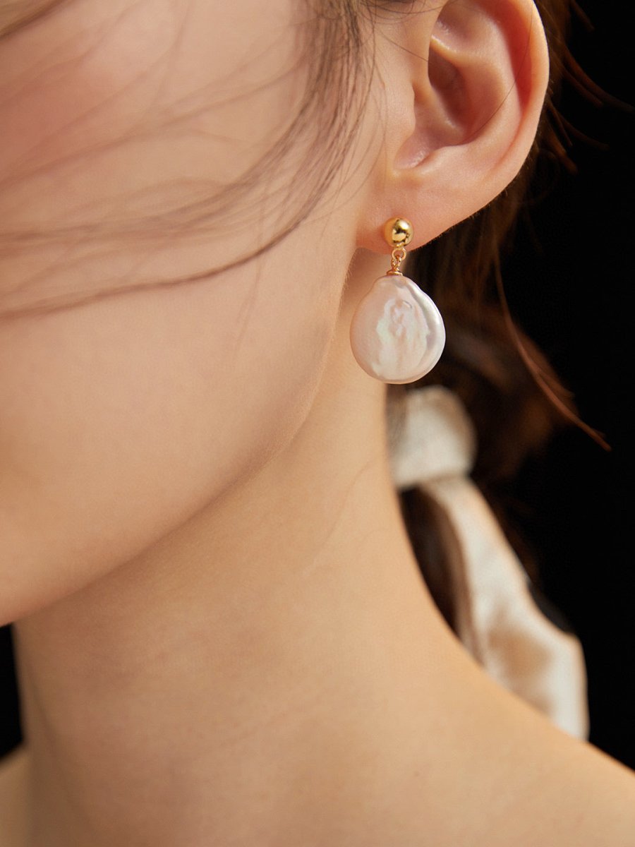 Irregular Akoya Pearl Button Earrings | Mix Mix Style