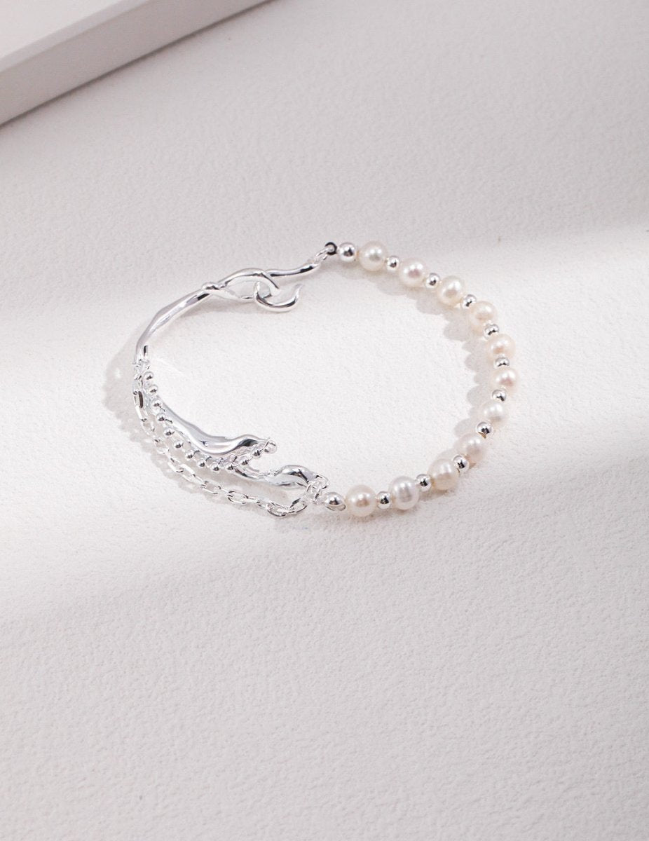 Sterling Silver and Akoya Pearl Bracelet | Mix Mix Style [Hot Seller]-Mix MIx Style