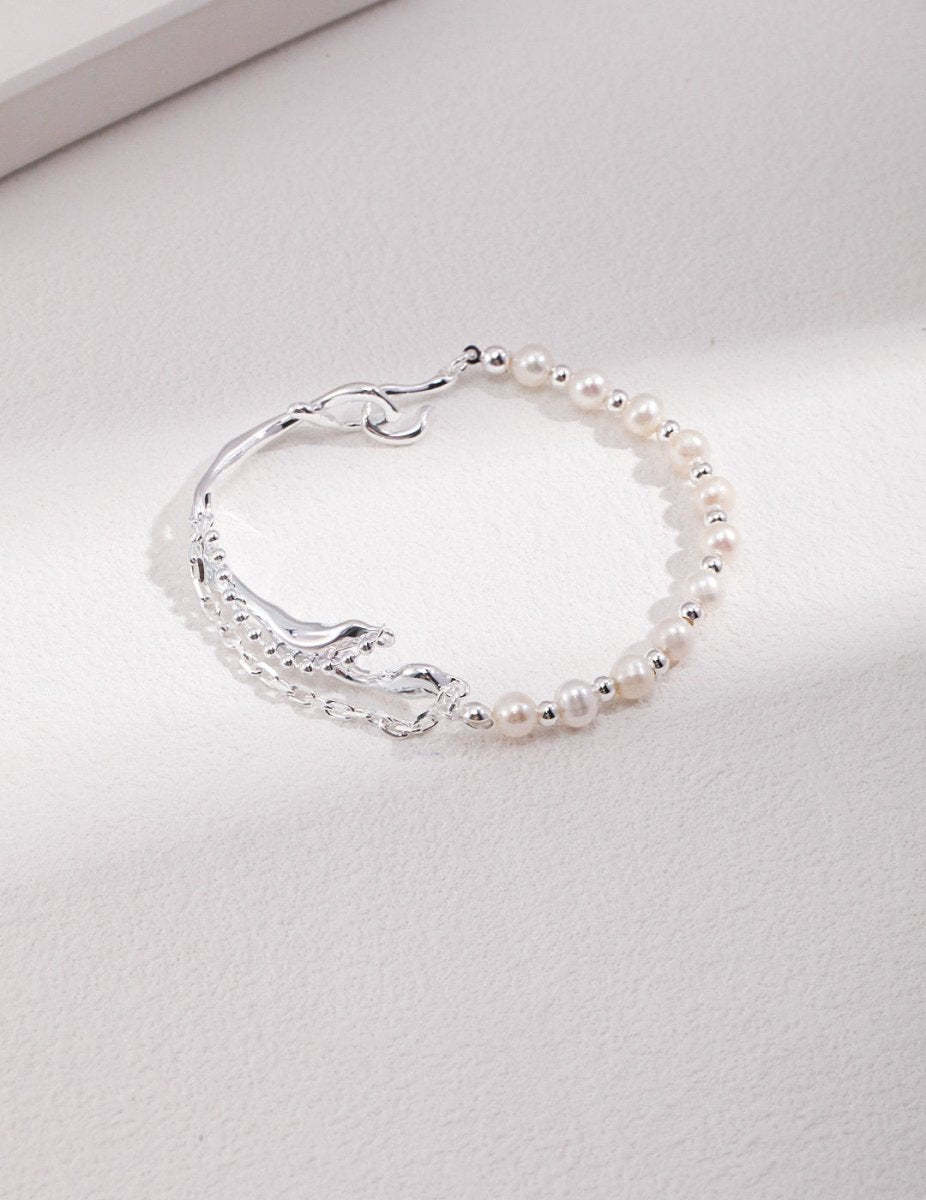 Sterling Silver and Akoya Pearl Bracelet | Mix Mix Style [Hot Seller]-Mix MIx Style