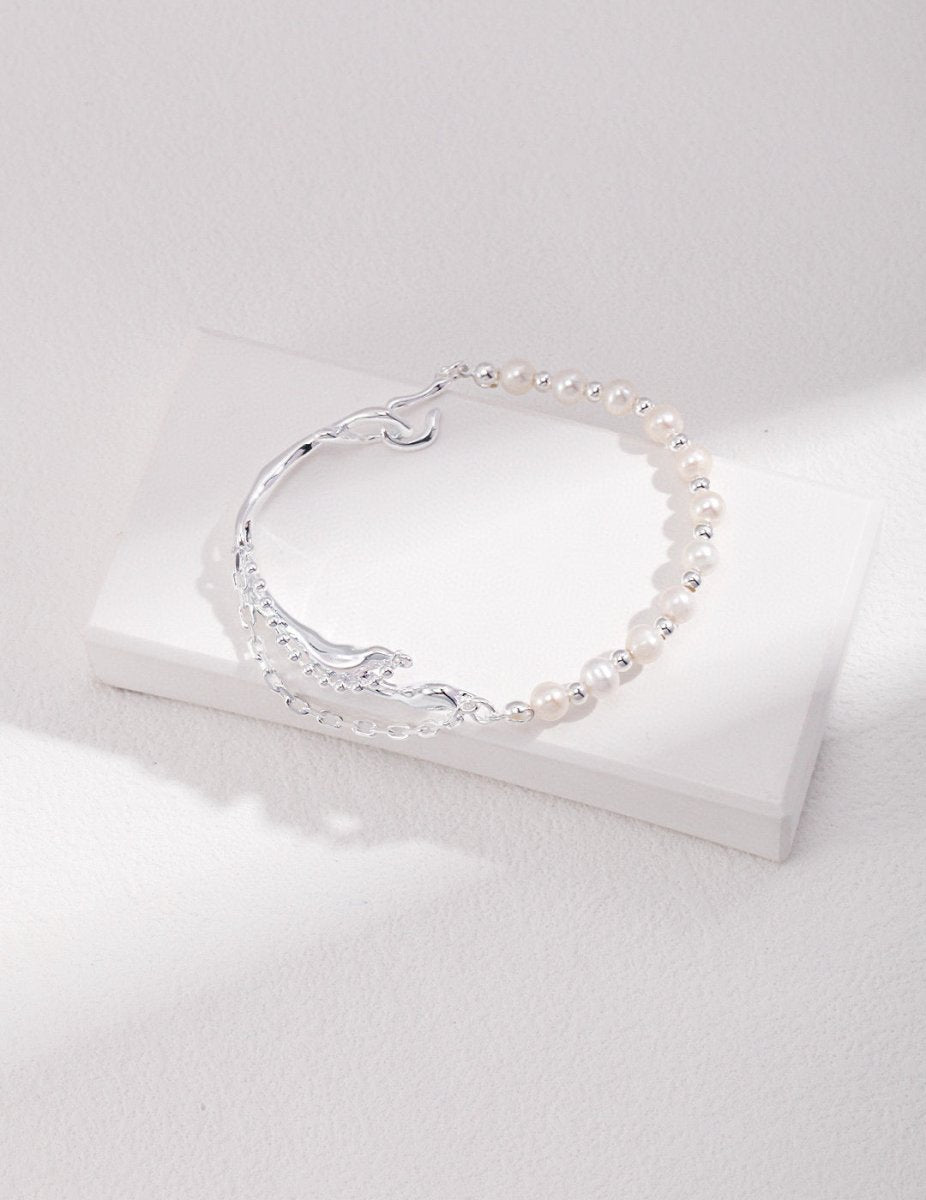 Sterling Silver and Akoya Pearl Bracelet | Mix Mix Style [Hot Seller]-Mix MIx Style