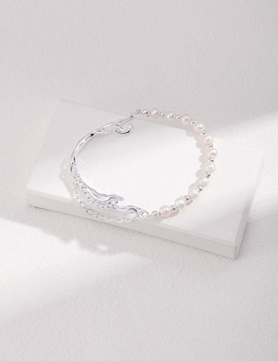 Sterling Silver and Akoya Pearl Bracelet | Mix Mix Style [Hot Seller]-Mix MIx Style