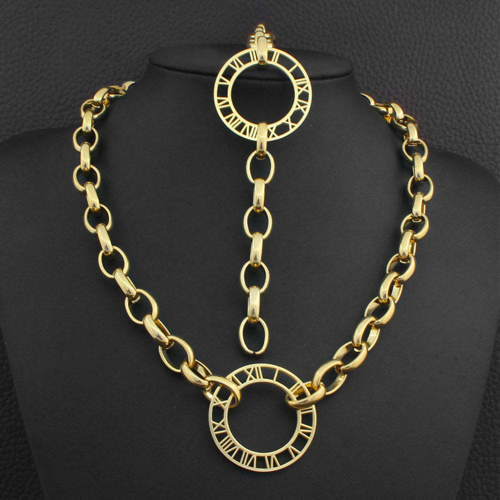 Vintage Roman Numeral Chain Bracelet & Necklace Jewelry Set | Mix Mix Style-Mix MIx Style