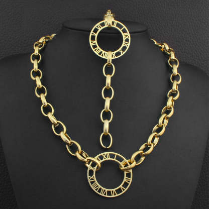 Vintage Roman Numeral Chain Bracelet & Necklace Jewelry Set | Mix Mix Style-Mix MIx Style