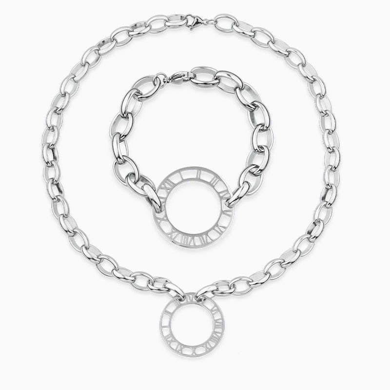 Vintage Roman Numeral Chain Bracelet & Necklace Jewelry Set | Mix Mix Style-Mix MIx Style