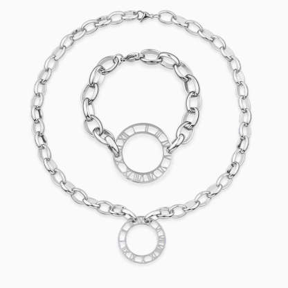 Vintage Roman Numeral Chain Bracelet & Necklace Jewelry Set | Mix Mix Style-Mix MIx Style