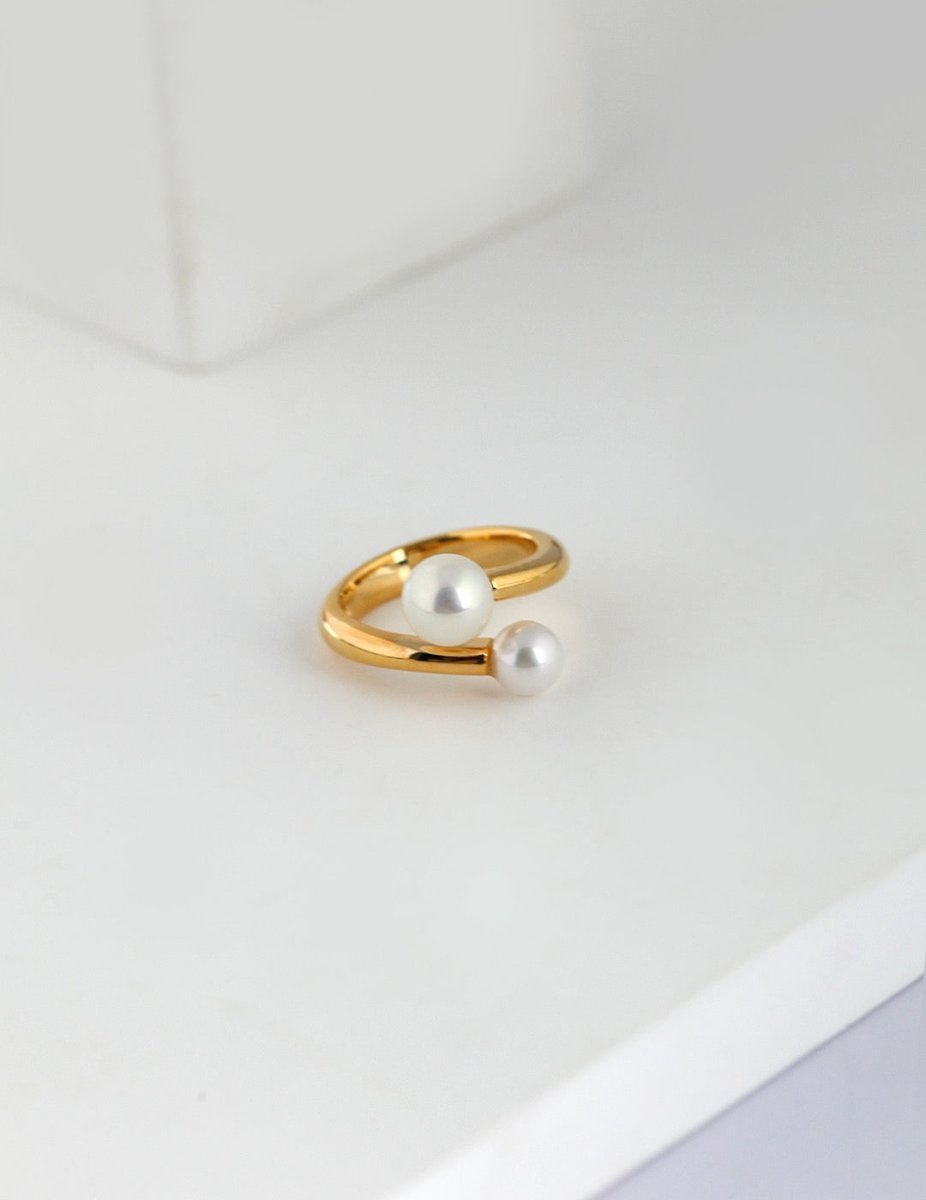 s925 Sterling Silver Classic Akoya Pearl Open Adjustable Rings | Mix Mix Style-Mix MIx Style