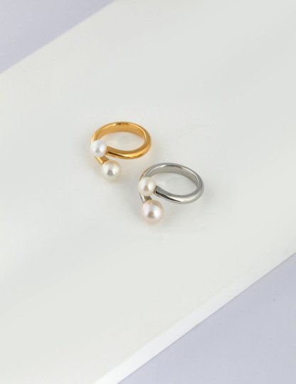 s925 Sterling Silver Classic Akoya Pearl Open Adjustable Rings | Mix Mix Style-Mix MIx Style