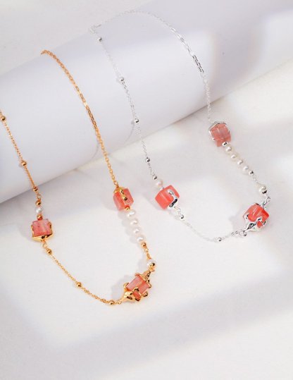 s925 Sterling Silver and Pink Crystal Necklace | Mix Mix Style-Mix MIx Style