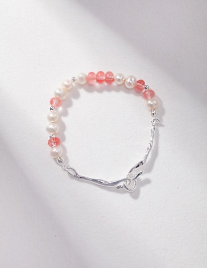 Pink Gemstone and Akoya Pearl Bracelet | Mix Mix Style-Mix MIx Style