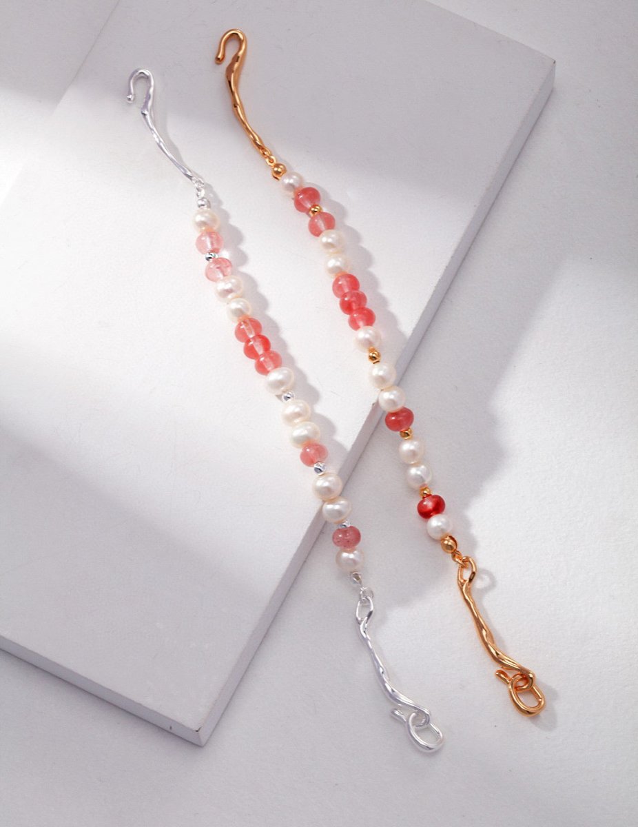 Pink Gemstone and Akoya Pearl Bracelet | Mix Mix Style-Mix MIx Style
