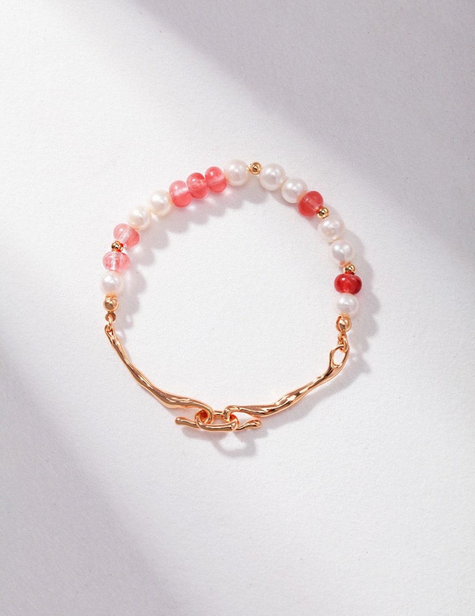 Pink Gemstone and Akoya Pearl Bracelet | Mix Mix Style-Mix MIx Style