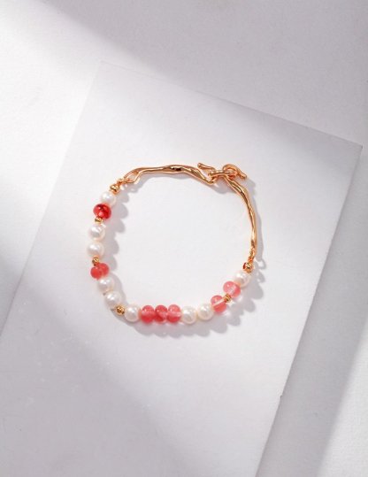 Pink Gemstone and Akoya Pearl Bracelet | Mix Mix Style-Mix MIx Style