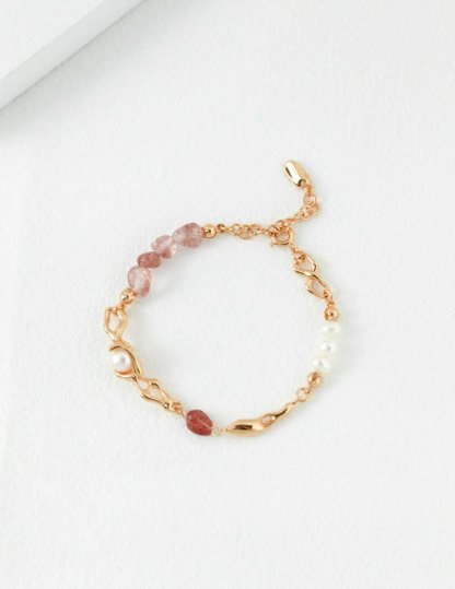 Sweet and Cute Akoya Pearl and Pink Quartz Bracelet | Mix Mix Style-Mix MIx Style