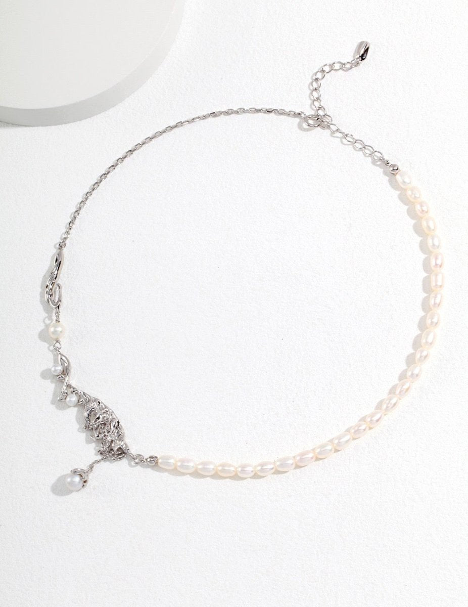 Feather Collection Freshwater Pearl s925 Sterling Silver Necklace | Mix Mix Style-Mix MIx Style