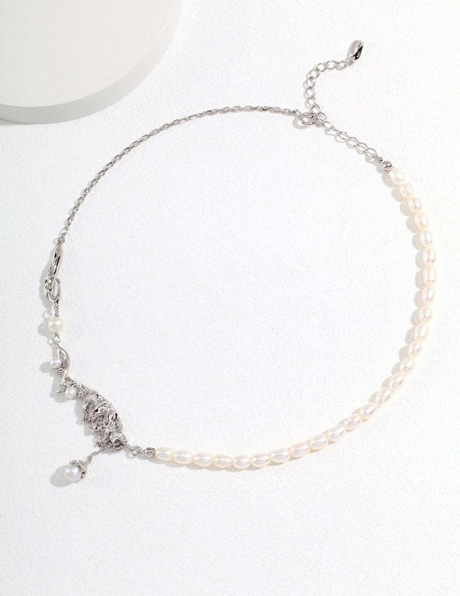 Feather Collection Freshwater Pearl s925 Sterling Silver Necklace | Mix Mix Style-Mix MIx Style