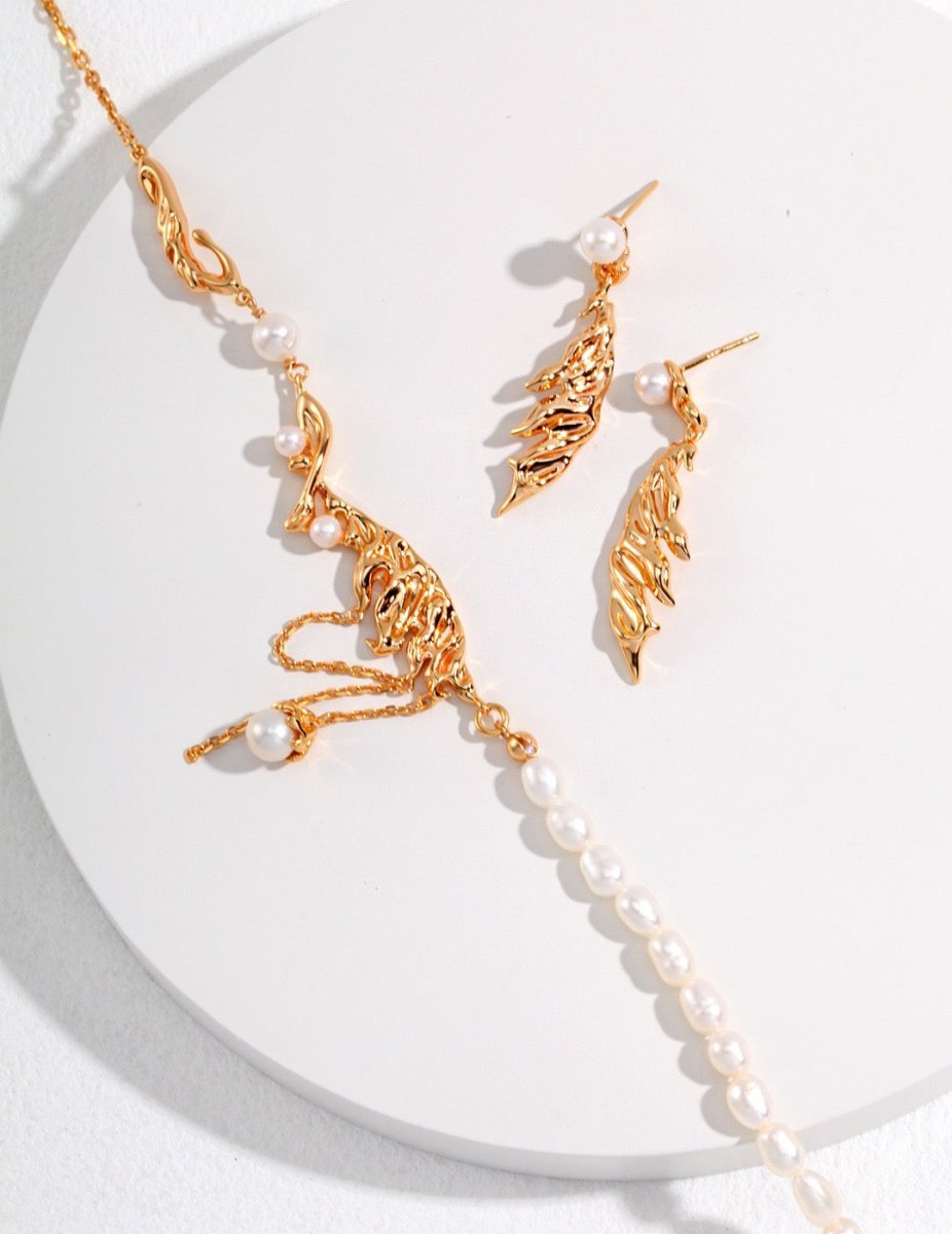 Feather Collection Freshwater Pearl s925 Sterling Silver Necklace | Mix Mix Style-Mix MIx Style