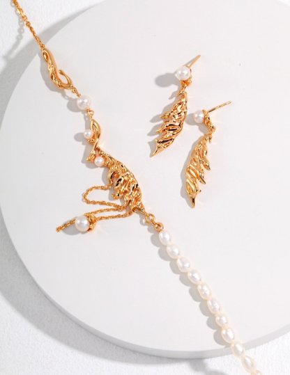 Feather Collection Freshwater Pearl s925 Sterling Silver Necklace | Mix Mix Style-Mix MIx Style