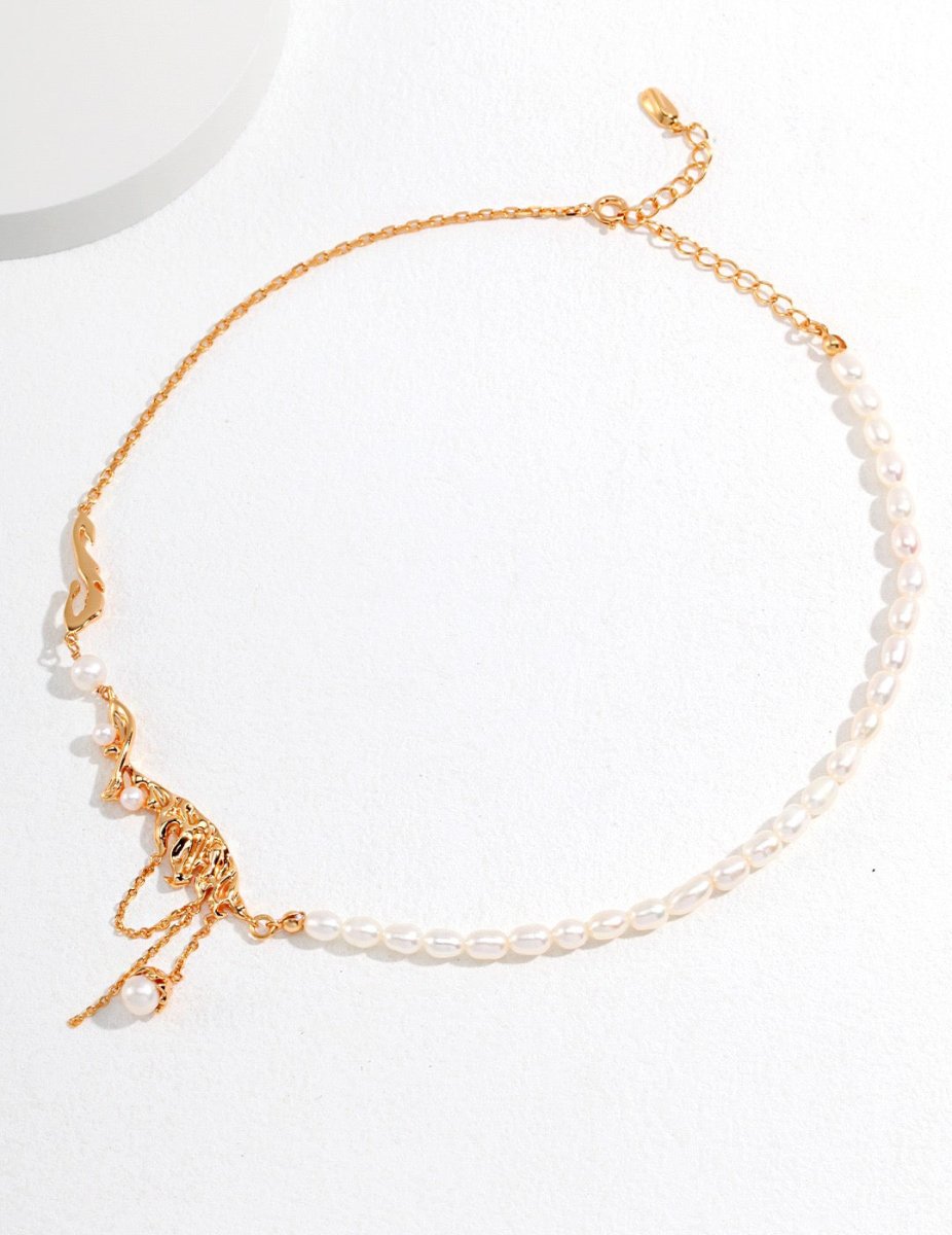 Feather Collection Freshwater Pearl s925 Sterling Silver Necklace | Mix Mix Style-Mix MIx Style