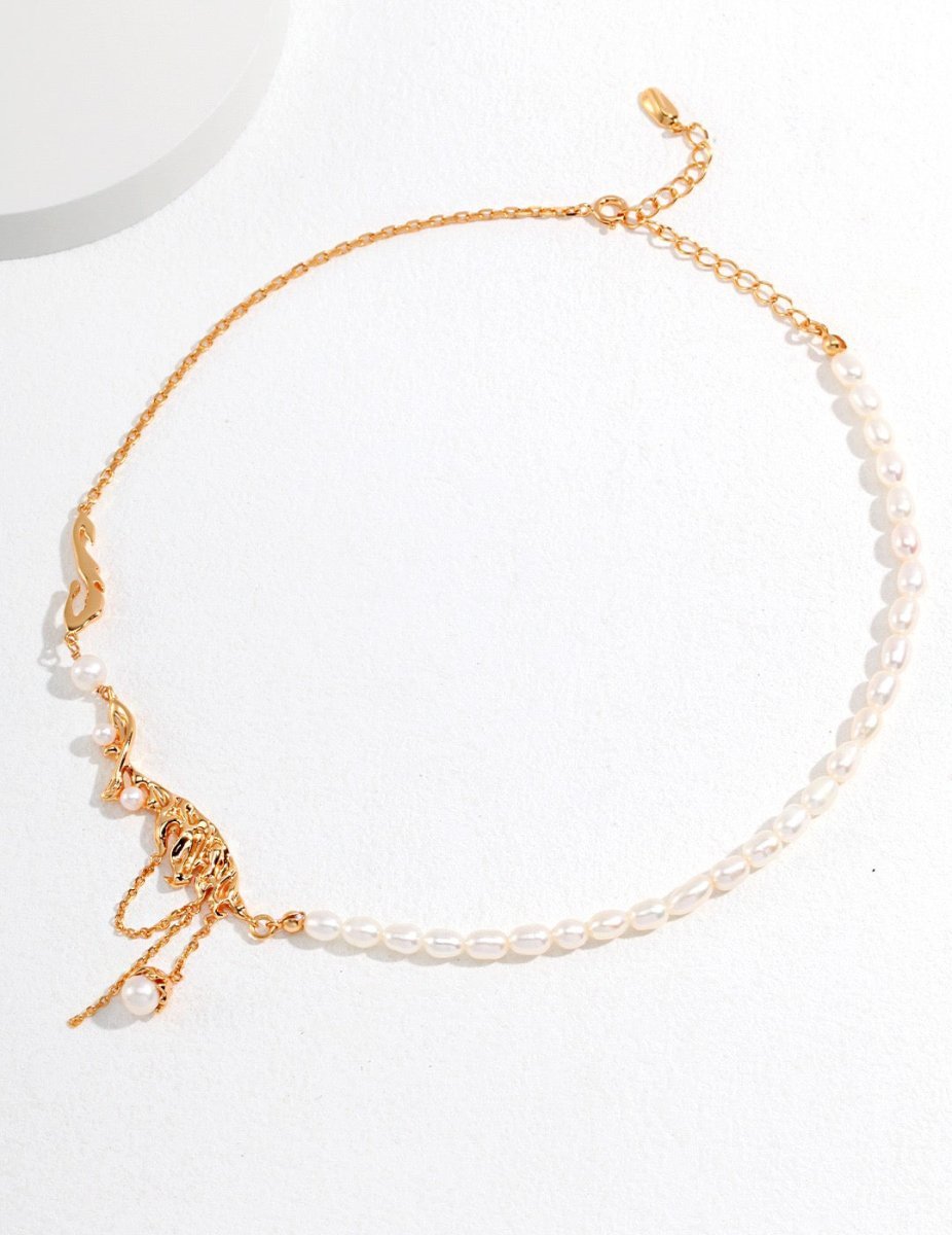 Feather Collection Freshwater Pearl s925 Sterling Silver Necklace | Mix Mix Style-Mix MIx Style