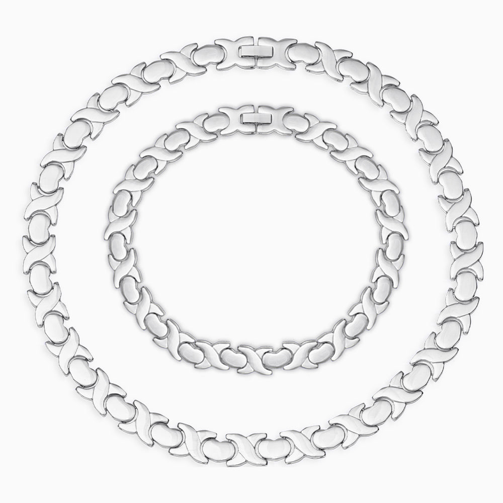 Vintage Hearts Chain Bracelet & Necklace Jewelry Set | Mix Mix Style-Mix MIx Style