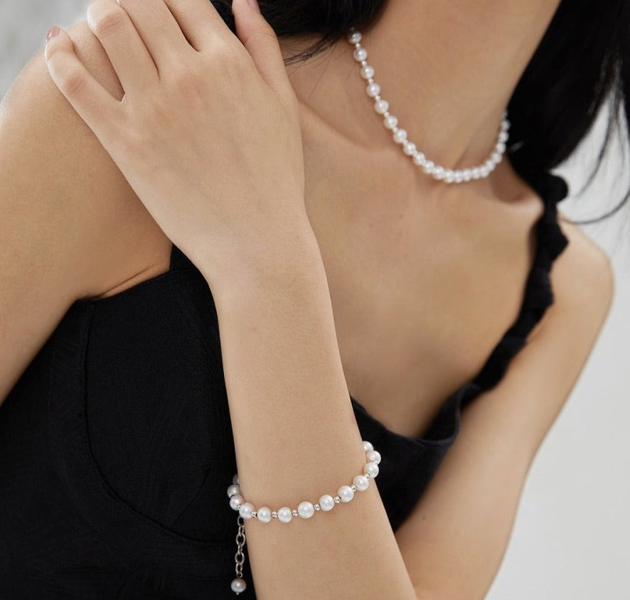 Classic Akoya Pearl s925 Sterling Silver Bracelet | Mix Mix Style-Mix MIx Style