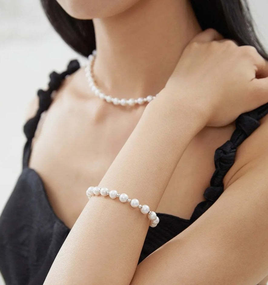 Classic Akoya Pearl s925 Sterling Silver Bracelet | Mix Mix Style-Mix MIx Style