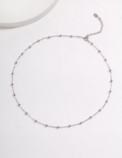 s925 Sterling Silver Beads Minimalist Necklace | Mix Mix Style-Mix MIx Style