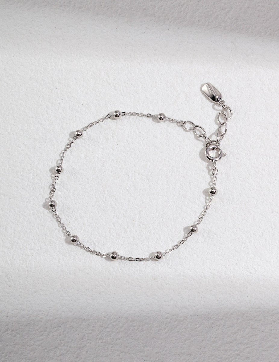 Sterling Silver Minimalist Bead Chain Bracelet | Mix Mix Style-Mix MIx Style