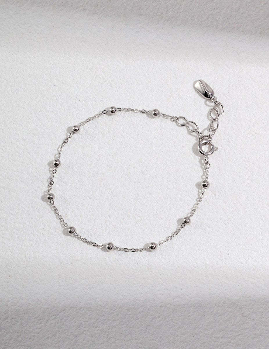 Sterling Silver Minimalist Bead Chain Bracelet | Mix Mix Style-Mix MIx Style