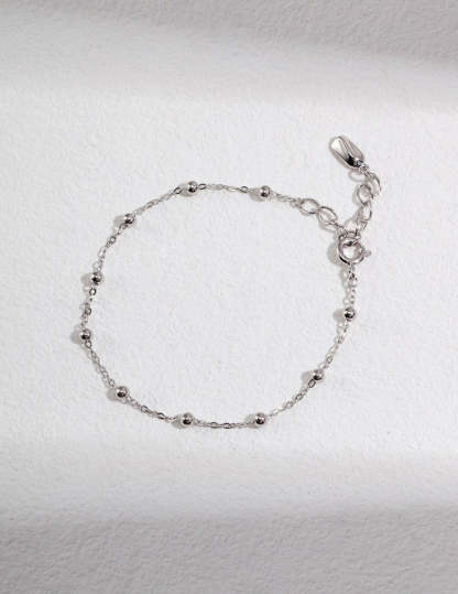 Sterling Silver Minimalist Bead Chain Bracelet | Mix Mix Style-Mix MIx Style