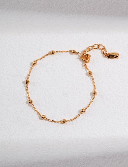 Sterling Silver Minimalist Bead Chain Bracelet | Mix Mix Style-Mix MIx Style