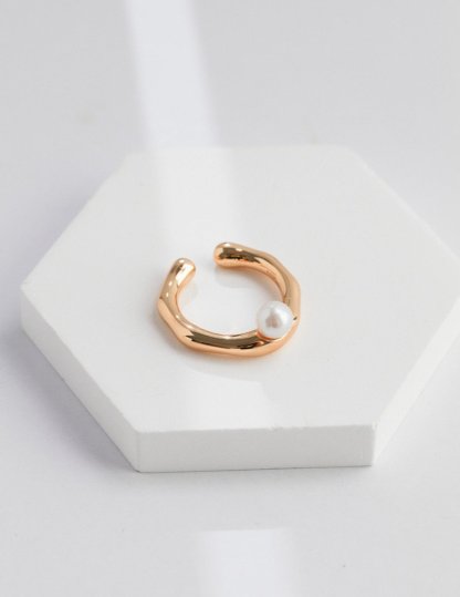 Irregular Simple Akoya Pearl Open Adjustable Ring | Mix Mix Style-Mix MIx Style