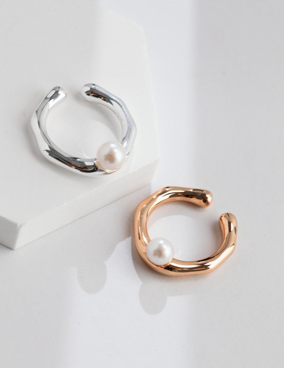 Irregular Simple Akoya Pearl Open Adjustable Ring | Mix Mix Style-Mix MIx Style